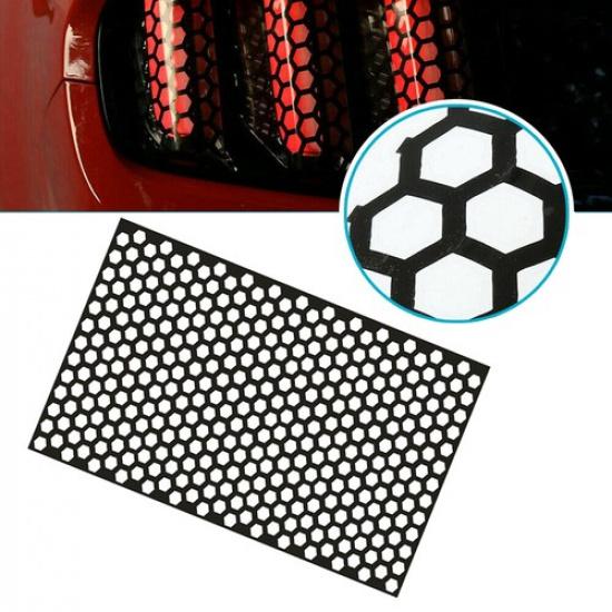 2Pcs 48*30cm PVC Black Car Rear Tail Light Cover Honeycomb Anti-scratch Sticker