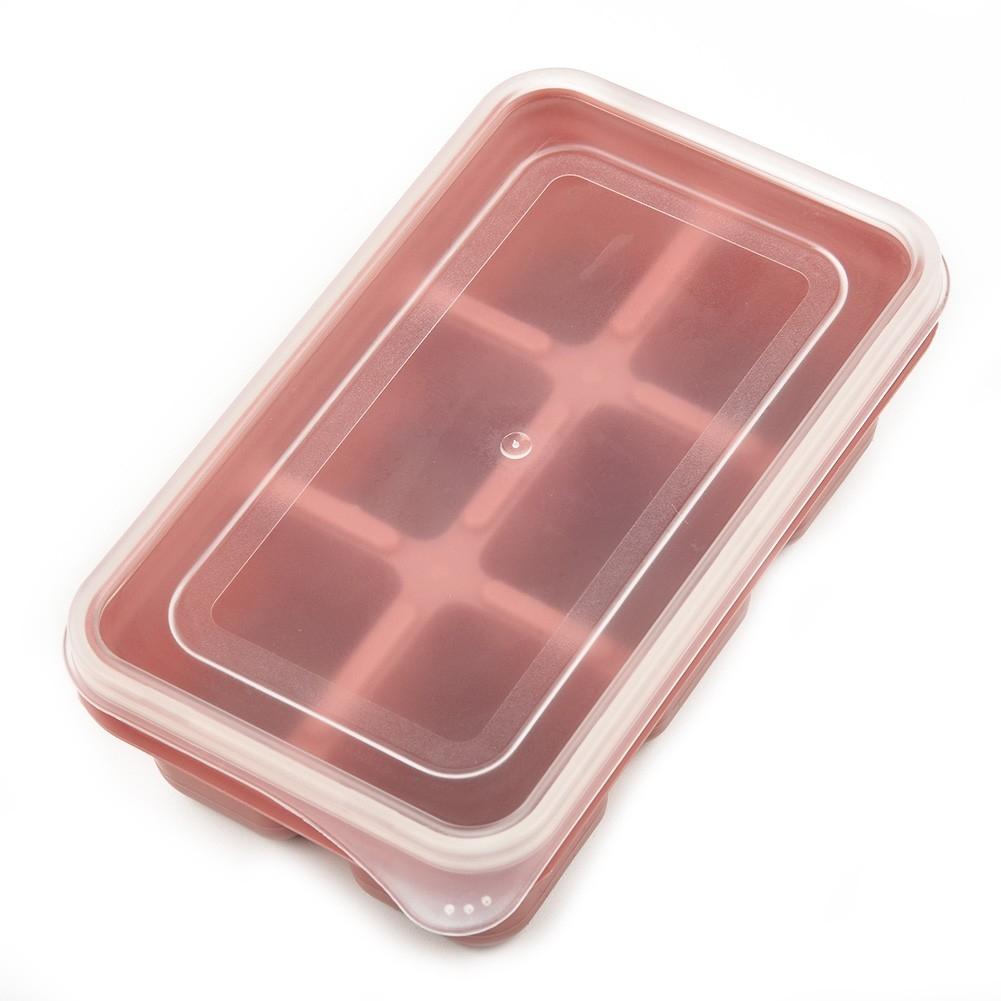 Hassle Ice Cube Maker with 6 Grid Ice Tray and Lid Silicone Ice Cube Box