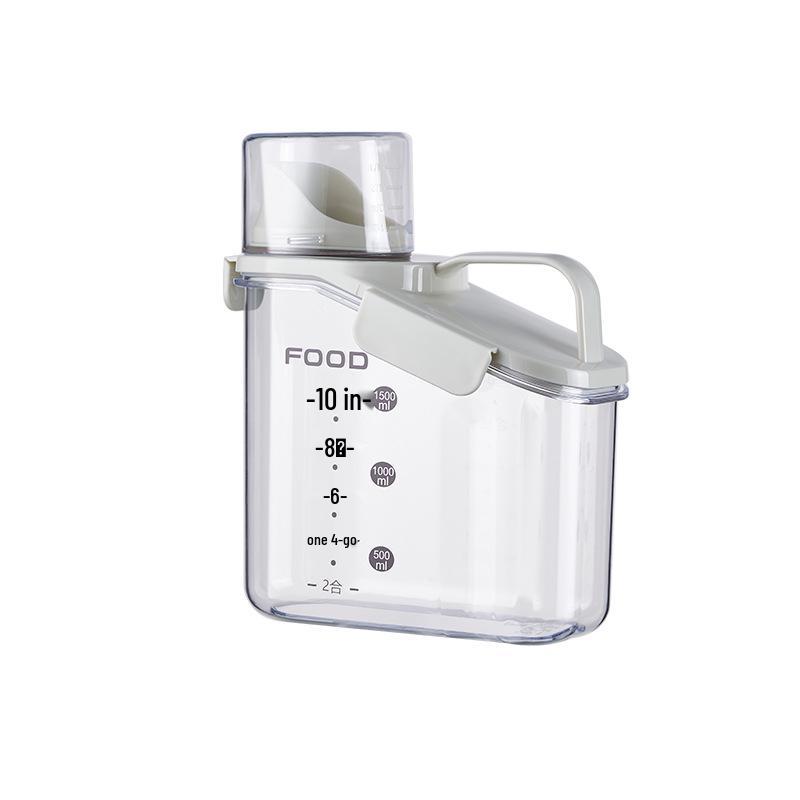 Multi-Grain Storage Canister with Measuring Cup - Sealed Plastic Container for Rice, Flour, and Grains