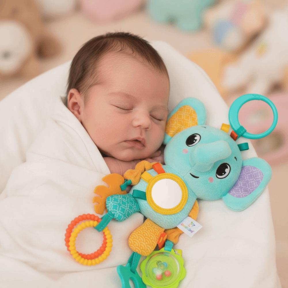 Soft Crinkle Sensory Learning Toy Plush Material Teether Toy Plush Animal Wind Chime  Crib Use