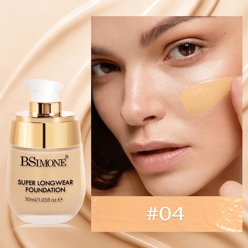 Bsimone 30Ml Liquid Foundation Moisturizing Long Lasting Face Cosmetics Natural Brighten Face Base Tone Make Up 04