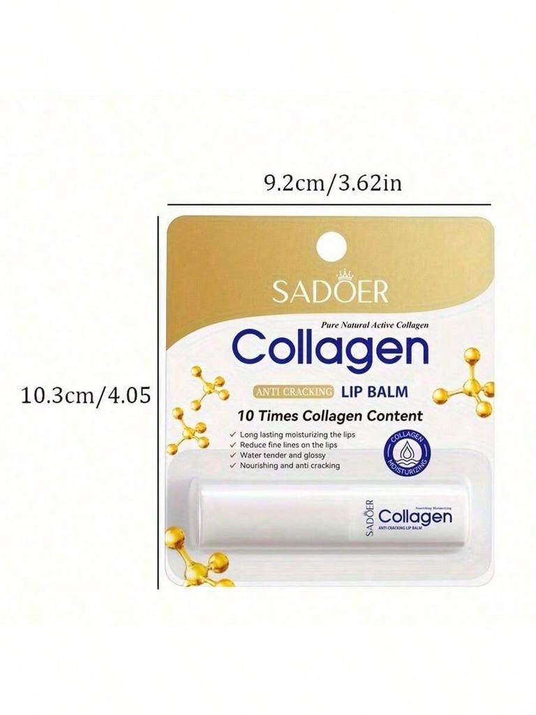 1pc Collagen Moisturizing Lip Balm, Deep Hydrating Lip Balm For Dry And Chapped Lips, Helps Soften P