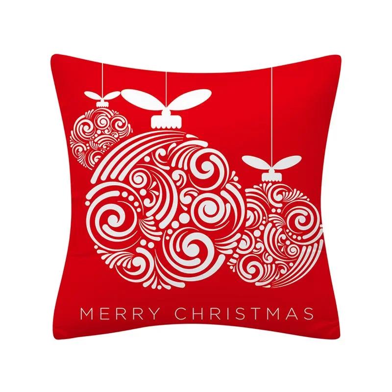 Christmas Pillowcase  Pillowcase Polyester Merry Christmas Print Sofa Cushion Decoration Pillowcase Christmas Gift,(18) 30x30cm