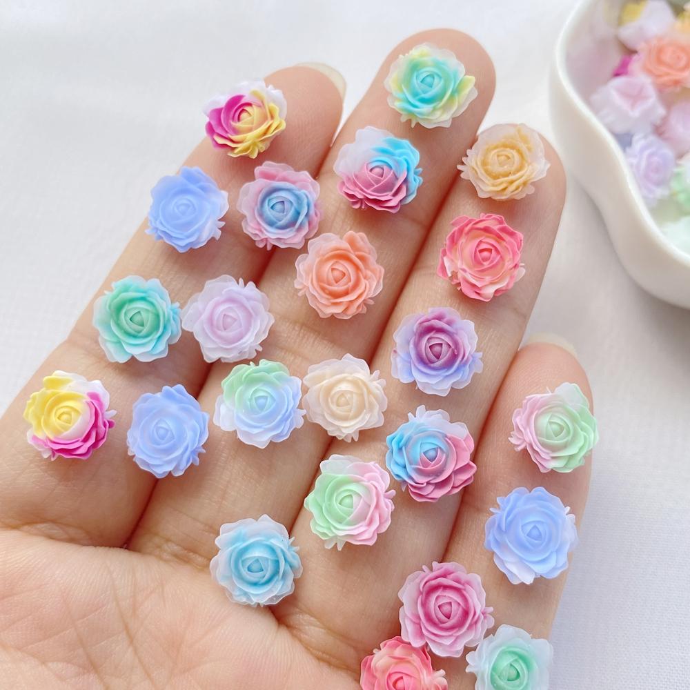 

50Pcs New Cute Resin Mini Colorful Little Flowers Series Flat Back Manicure Parts Embellishments For Hair Bows Accessorie