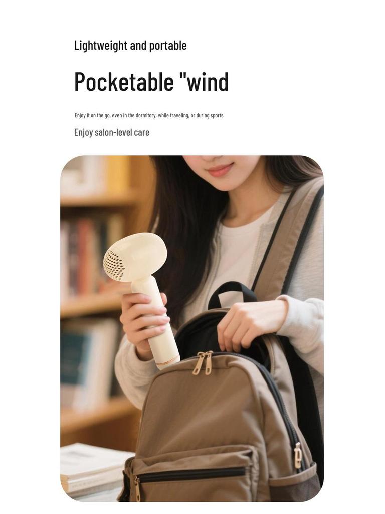 Wireless Handheld Hair Dryer for Students & Children - Gentle Temperature for Hair Care