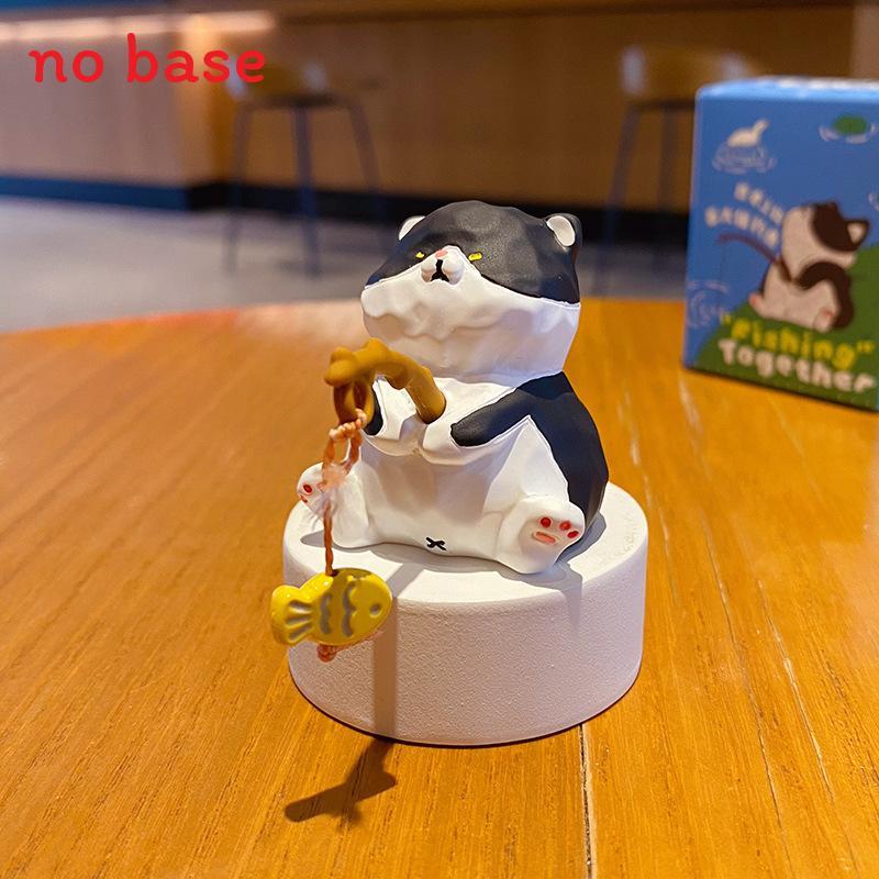 Resin Cat Art Toy With Fishing Motif For Wedding Or Birthday Gift