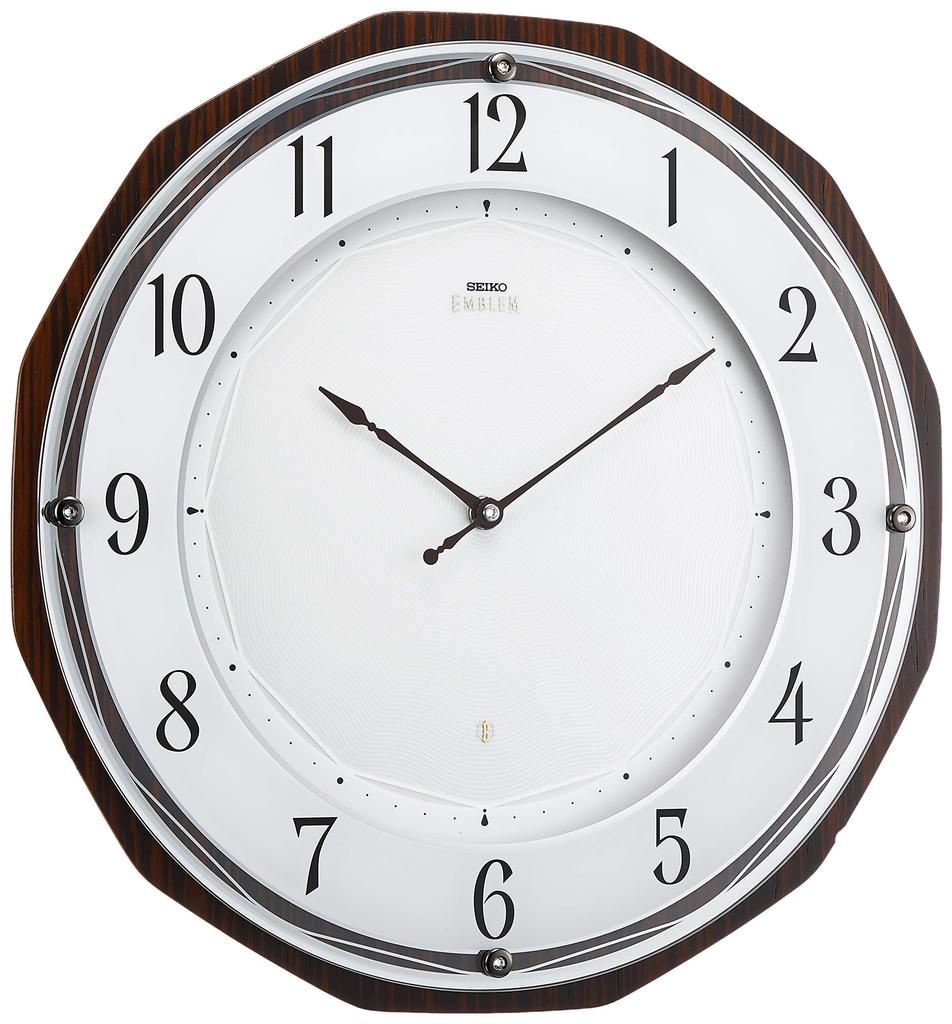 Seiko Clock Wall Clock Brown 352x352x35mm Radio Analog SEIKO EMBLEM HS536B