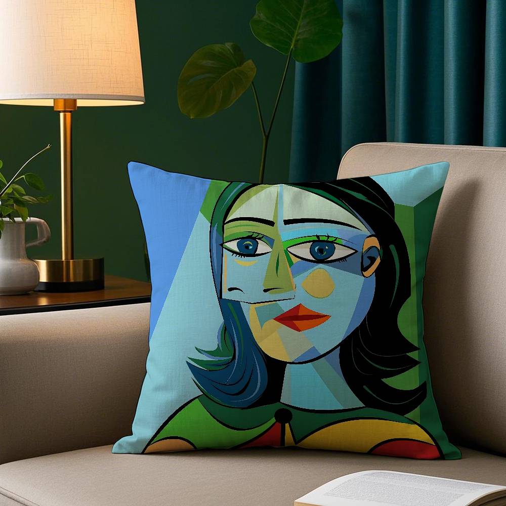 Picasso Abstrakte Kunst Malerei Kissenbezug Plüschstoff Weicher Kissenbezug Beidseitiger Druck Sofakissenbezug Überwurf