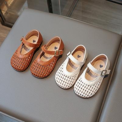 Girls' Princess Stylish Shoes Children's Hollow-Out Woven Sandals Loafers for Toddlers Elegant Cool Cute Girls Shoes