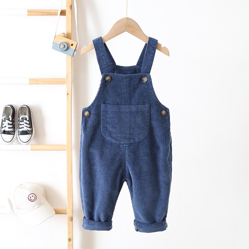 Cross2026 Kids' Corduroy Overalls - Korean Style for 0-3 Years, Versatile Spring/Autumn Wear