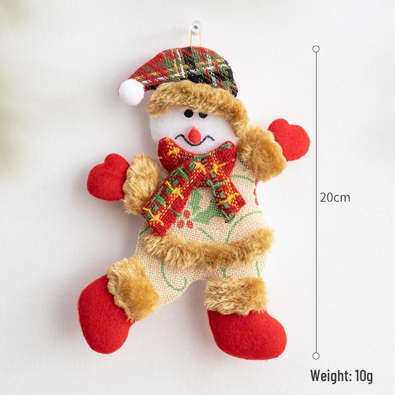 Christmas Santa Claus & Snowman Fabric Doll Tree Pendants