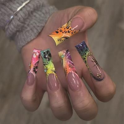 Sarg Press-on Nägel Glänzend Falsche Nägel Aufkleber Nägel in 12 Größen, 24 Stück Französische Nagelspitzen für DIY Nagelkunst Dekorationen