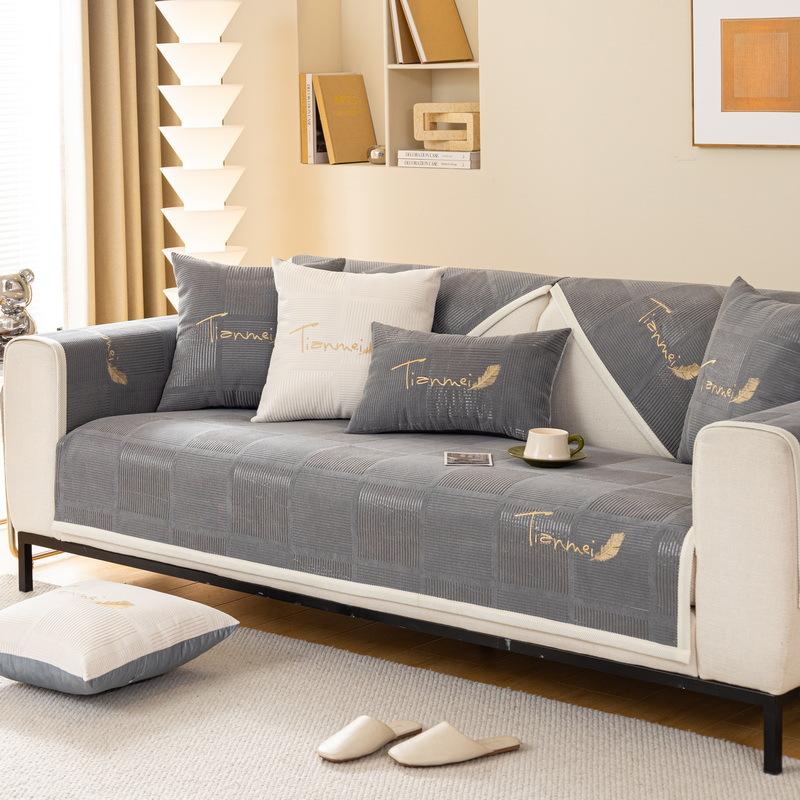 

Четыре сезона универсальная простая современная нескользящая подушка новый вышитый чехол для дивана задний чехол для полотенец ткань синель диванная подушка 70x70