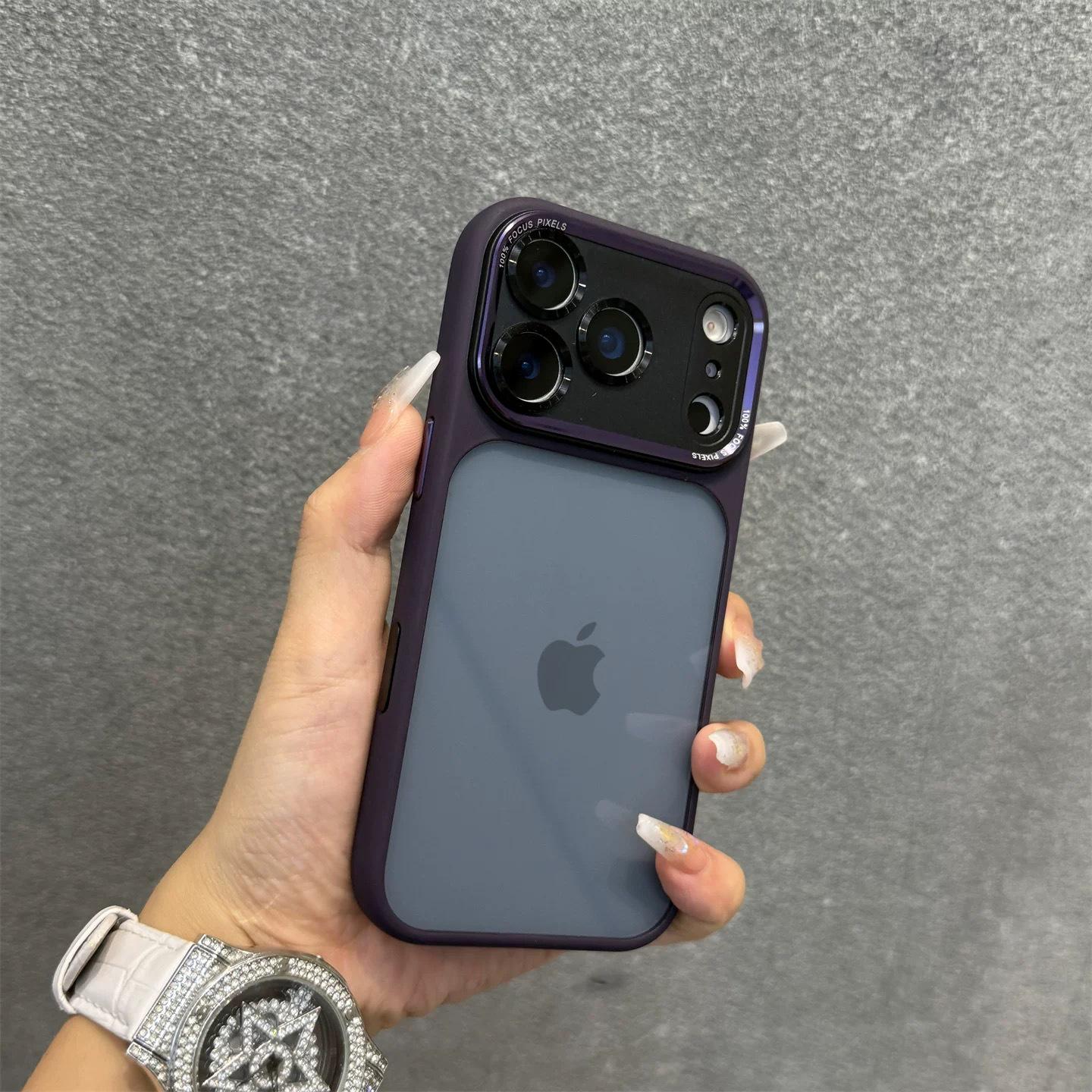 Jingdun Transparent Metal Lens Protection Case for iPhone 16/17 Pro/Pro Max iPhone 16 Pro фиолетовый