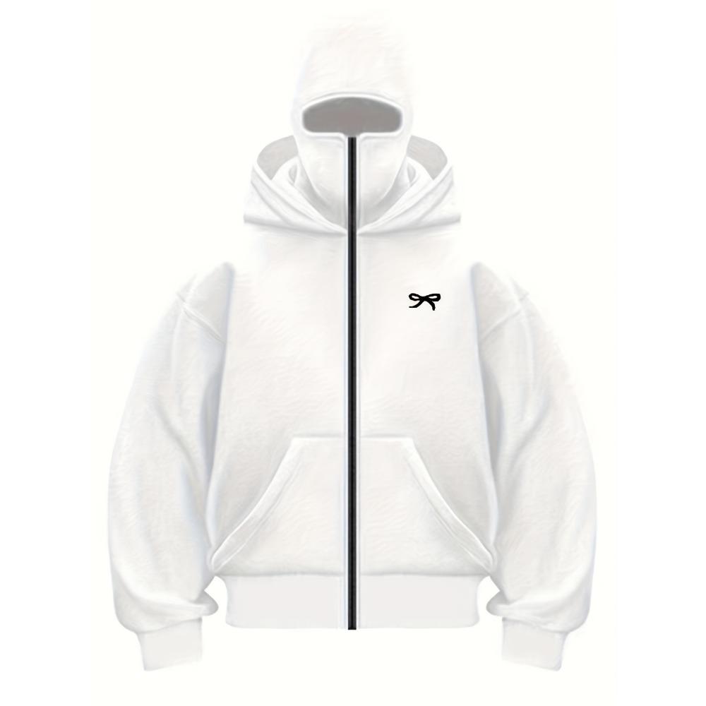 European and American New Printed Double Hat Hooded Sweatshirt, Masked Sweatshirt, Men's and Women's Zipper Style Casual Jacket