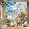 Beach Sea Waves Shell Starfish Shower Curtains 72x72 Inch Snowman Xmas Tree Bathroom Shower Curtain Set with 12 Hooks, Polyester