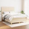 Bed Frame with Mattress - Maison Exclusive - 140x200 Cm - Cream Fabric - Slatted Base
