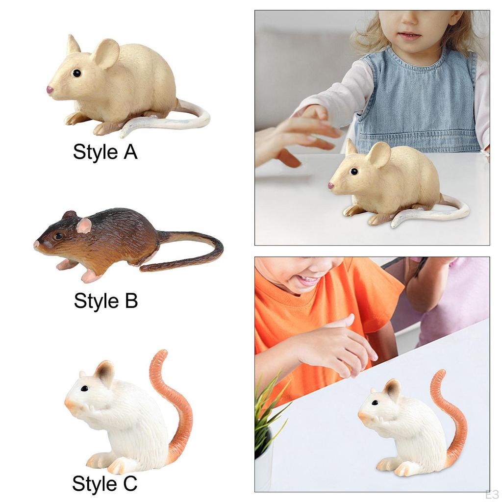 Mice Toy Model Fake Rat Pranks Props Educational Simulation Animals Figurines for Cake Topper