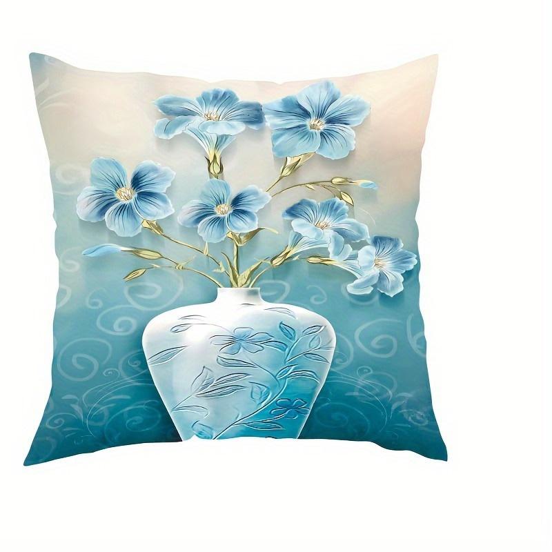 Home Decor Floral Patterns Orchids Vase Designs Pattern Cushion Cover Suitable for Sofa Bedroom Car Pillow Cover