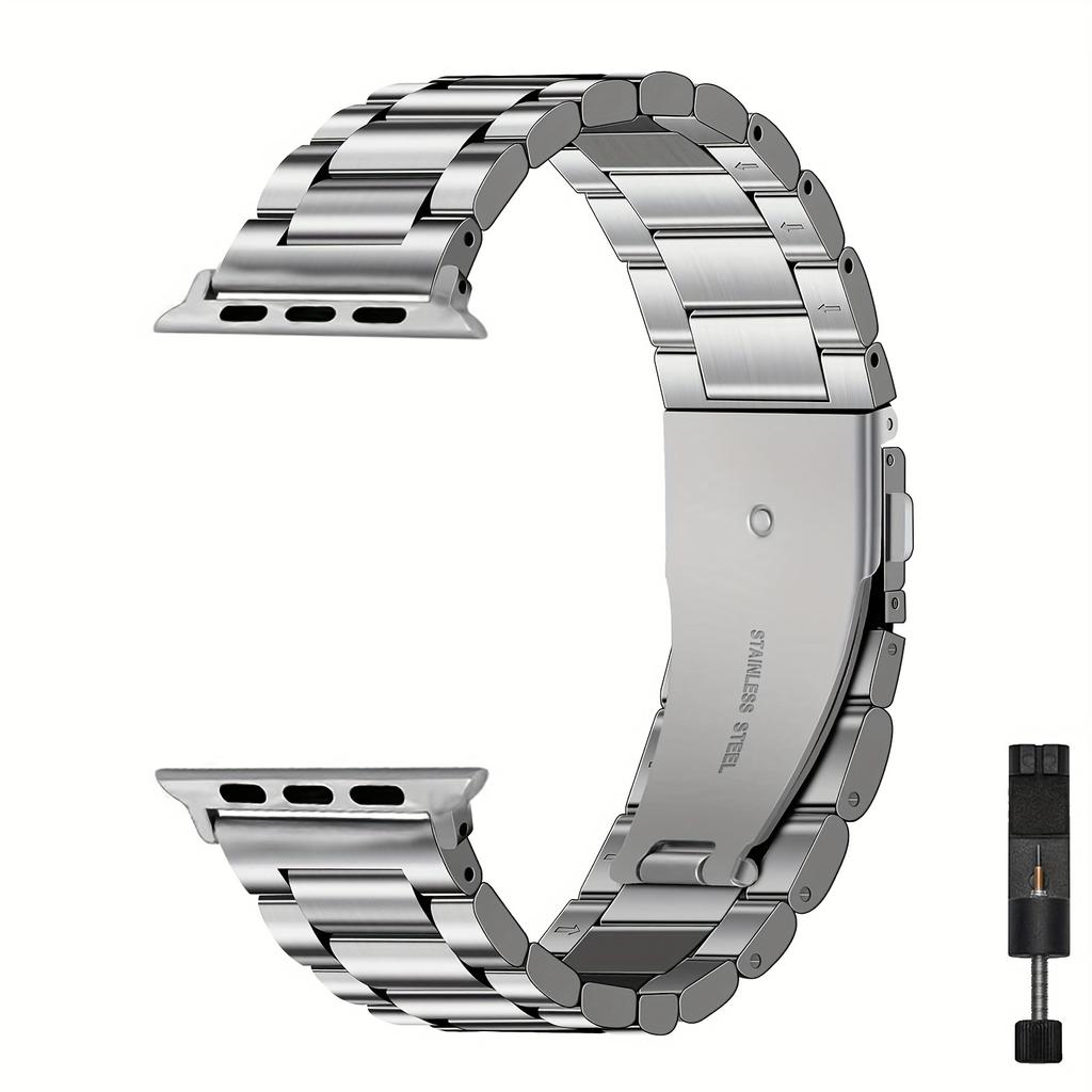 Stainless Steel Apple Watch Band with Secure Tang Buckle & Case | Fits 38-45mm Series 1-Ultra