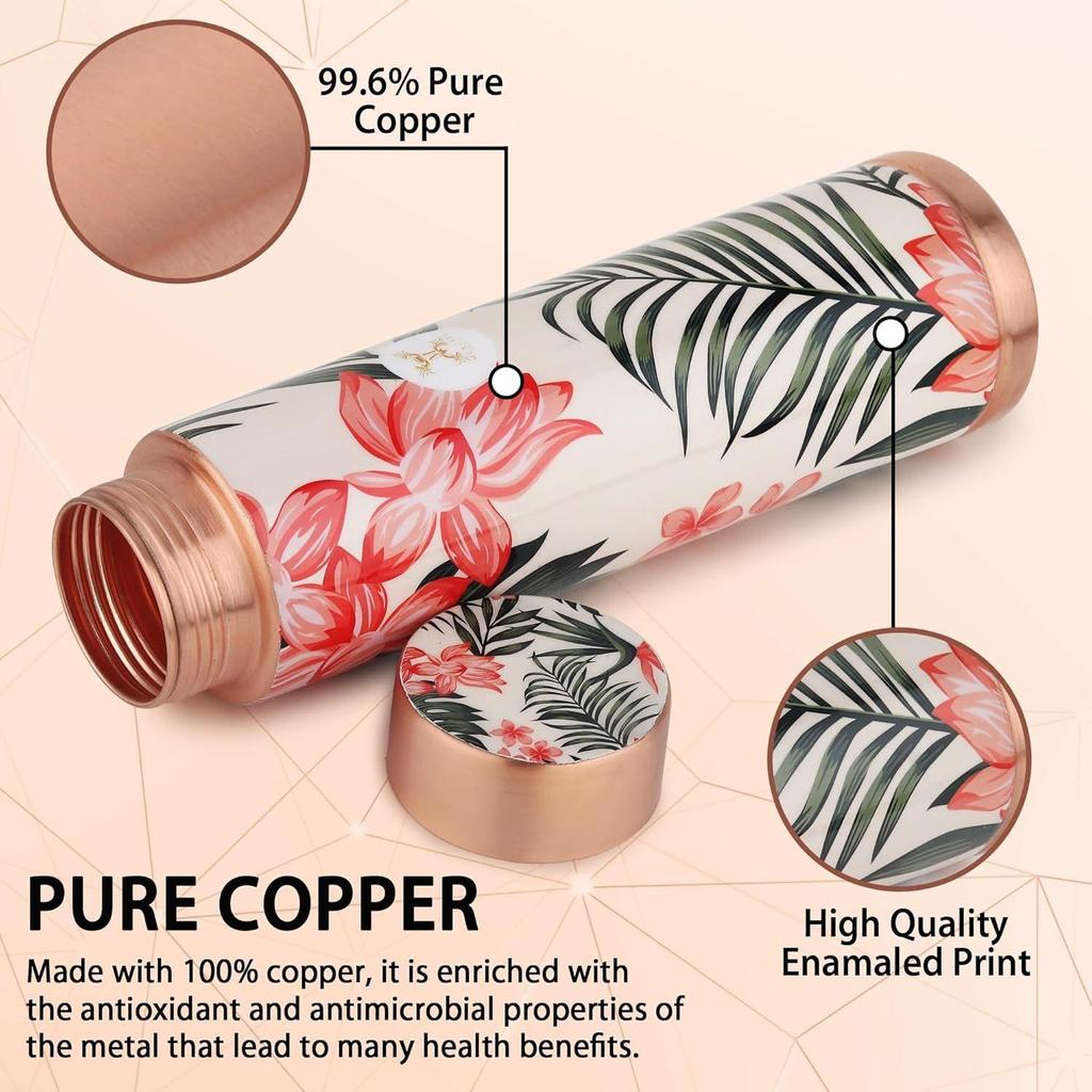 Copper Water Bottle (950ml) | 100% Pure Copper Bottle | BPA Free & Non Toxic Water Bottle with Anti Oxidant Properties of Copper (1 Piece)