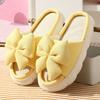 New Cotton and Linen Slippers Women's Large Size Bow Solid Color Home Floor Open Toe Linen Mop