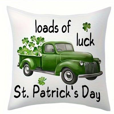 St PatrickS Day LuckyThemed Cushion Covers Pattern Cushion Cover Suitable For Sofa Bedroom Car Pillow Cover