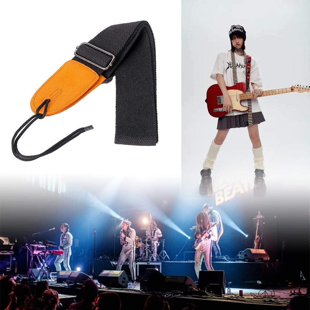 Állítható gitár, könnyen felszíjazható elektromos 1 2 rögzítőcsap, mellékelve [ESJNNK] szíj, pamut, szerelhető, gitár/akusztikus gitár/basszusgitár, tartós, nyakpánt,