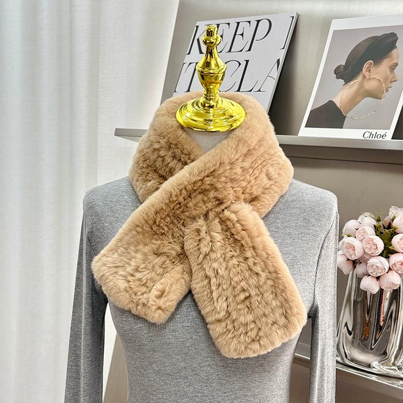 Imported Korean version of real Rex rabbit fur scarf simple long woven Mao Mao scarf warm double-sided thickened women