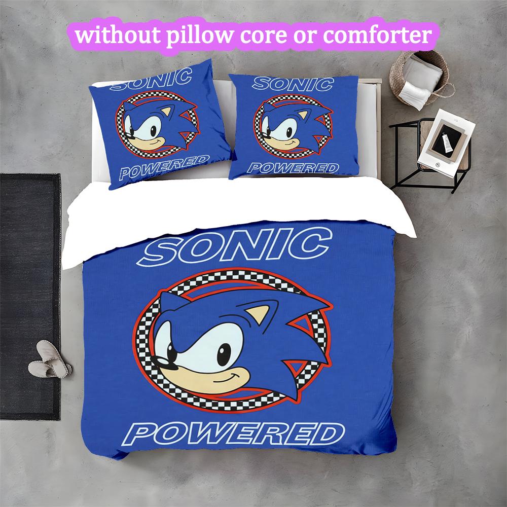 3pcs Sonic Duvet Cover Set, Home Printed Bedding Set, Breathable and Cozy Bedclothes Suitable For Festival Decor