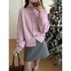 Simple solid color turtleneck sweater jacket for women's autumn and winter new shoulder-plugged long-sleeved knitted cardigan for women