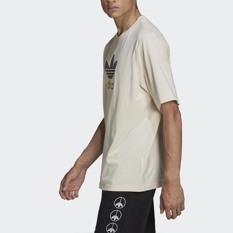 Adidas Originals Trefoil Logo Print Loose Casual Crew Neck T-Shirt Men Tops Light-Brown HE5646