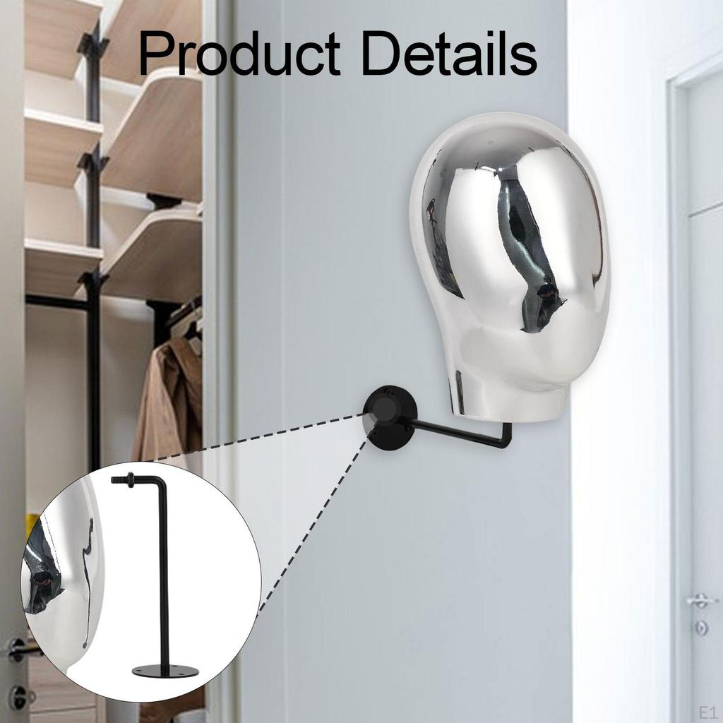 Mannequin Head Hair Styling Display Stand Wall Mounted Sleek Multipurpose s Holder Hat
