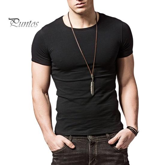 

Летний мужской топ с короткими рукавами и круглым вырезом, приталенный однотонный тонкий эластичный повседневный пуловер средней длины, повседневная домашняя одежда, спортивная футболка XL чёрный