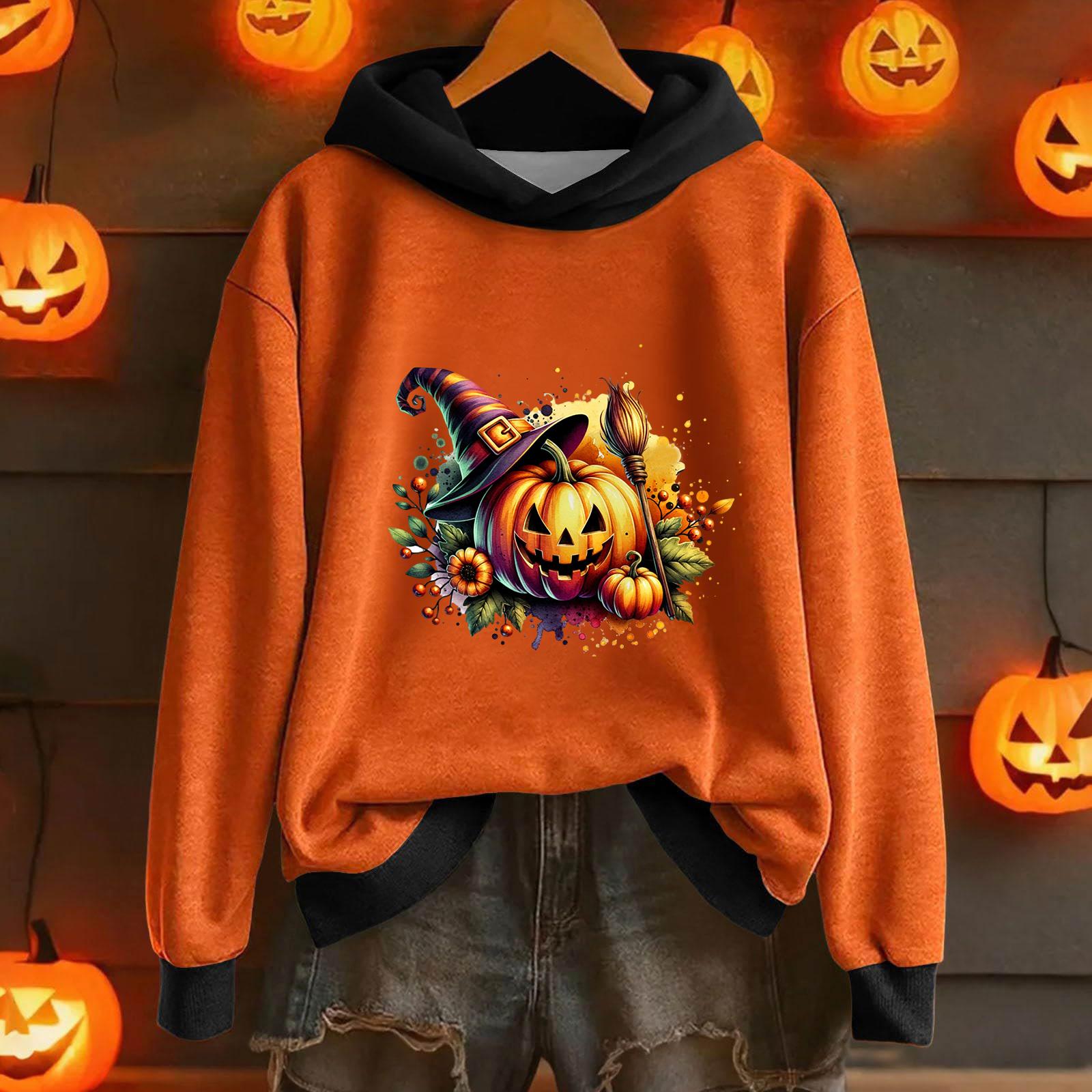 

Women s Casual Fashion Halloween Printed Long Sleeve Hooded Sweatshirt S