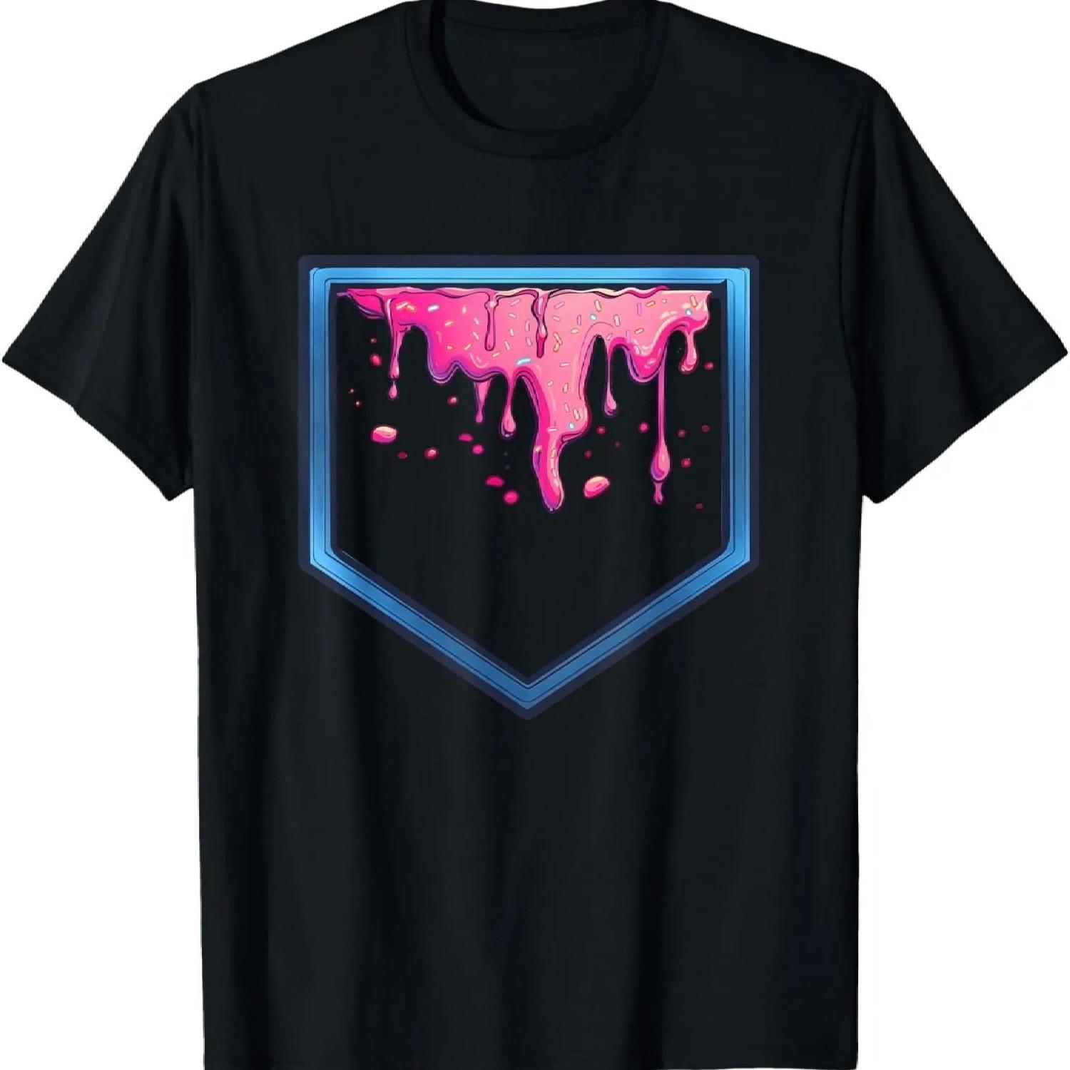

Футболка для мужчин и мальчиков с принтом домашней базы для бейсбола и посыпкой S чёрный