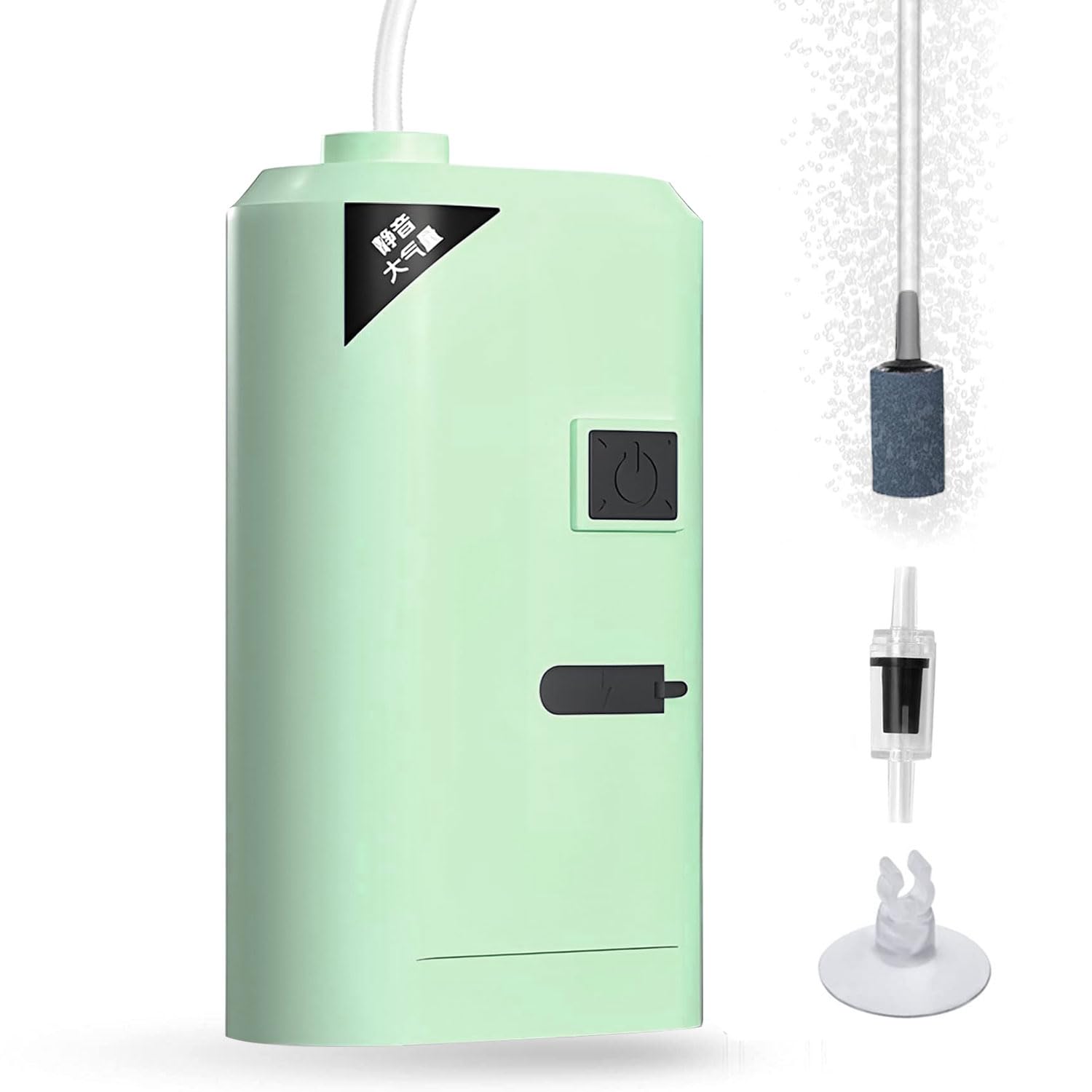 

Fishing Air Pump, USB Rechargeable, Built-in Battery, 35dB Silent, Compact, Portable Oxygen Pump (Green)