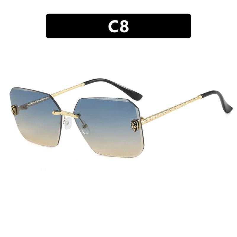 

Женские солнцезащитные очки, модные квадратные безободковые солнцезащитные очки с оправой в виде змеиной головы, металлические солнцезащитные очки