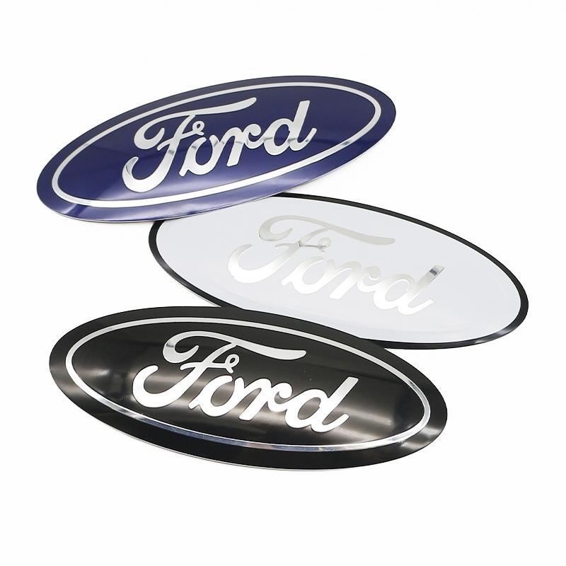 12.5x5cm Aluminum Overlay Emblem For Ford Focus 3 Fiesta Fusion Front Grille Badge Escape Kuga Transit Edge Mondeo Auto Parts