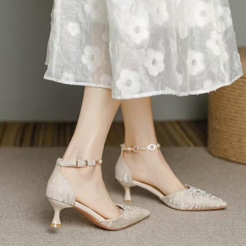 Fashion New Pointed Toe Wedding Bride High Heels Shoes Female Party Mules Elegant Women Pumps Designer Shoes Sexy Dress Shoes