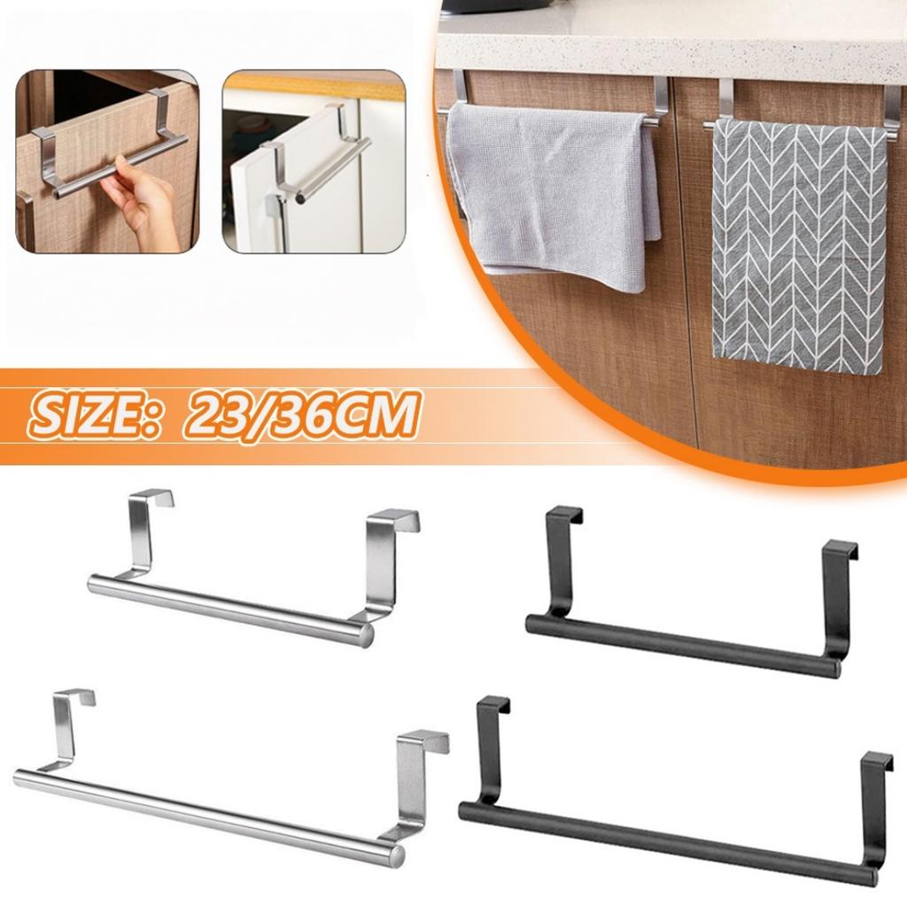 Towel Rod Steel Metal Wire Over Cabinet Towel Rack Storage Organizer Bathroom Door Hanging Towel Rack Punch-free Rag Hanger