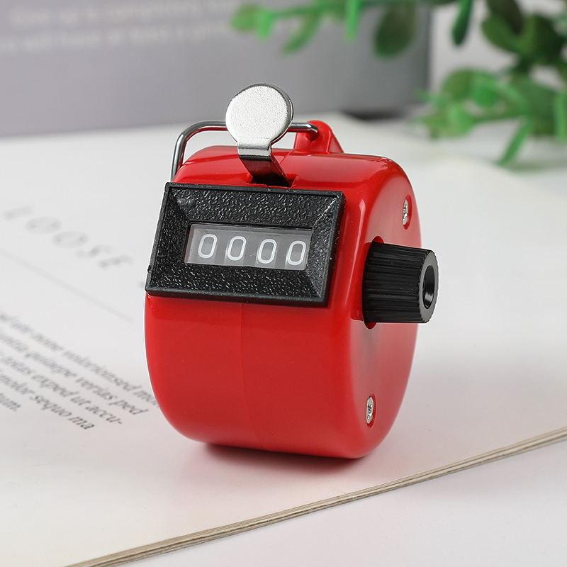Portable 4 Digit Manual Tally Counter Handheld Mechanical Palm Clicker for Concert Attendee Inventory Counting