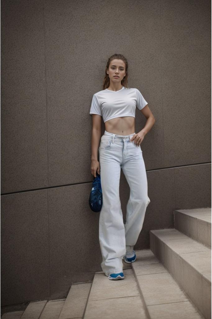 Blugi de modă pentru femei de mărime mare Albastru bleumarin Lycra cu talie înaltă Blugi cu picioare late Blugi largi, prietenos, cu talie înaltă