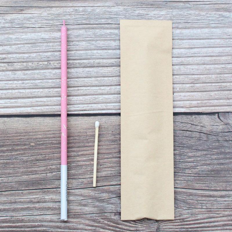 Single Stick with Match Paper Bag Multi-color Birthday Cake Baking Decoration Party Supplies Straight Pole Pencil Candle