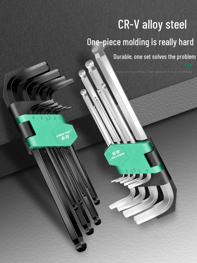 Extended Hex Wrench Set - 6-Point Hexagon Screwdriver Tool Combination
