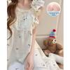 Cloud Cotton Summer Short-sleeved Nightdress Pajamas Women with Chest Pads Cute Cartoon Sweet Can Be Worn Outside Loungewear Skirt Women