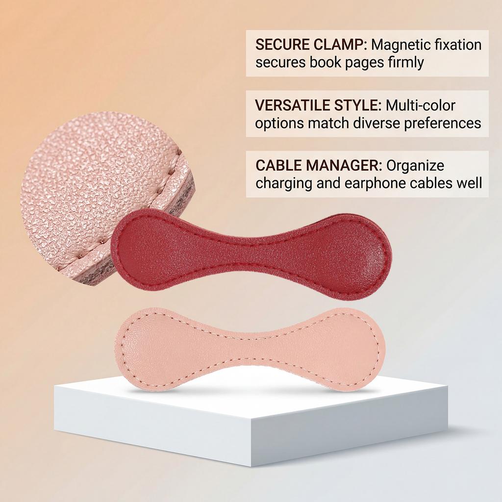 Retro Magnetic Leather Bookmark, Double-ended Positioning Leather Magnetic Bookmark, Bookmark Accessory