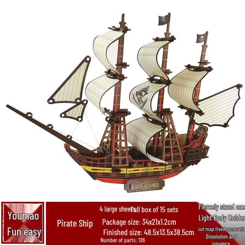 DIY Wooden Ancient Sailing Ship Model Kit: 3D Puzzle, Handmade Silk Merchant Vessel for Adults