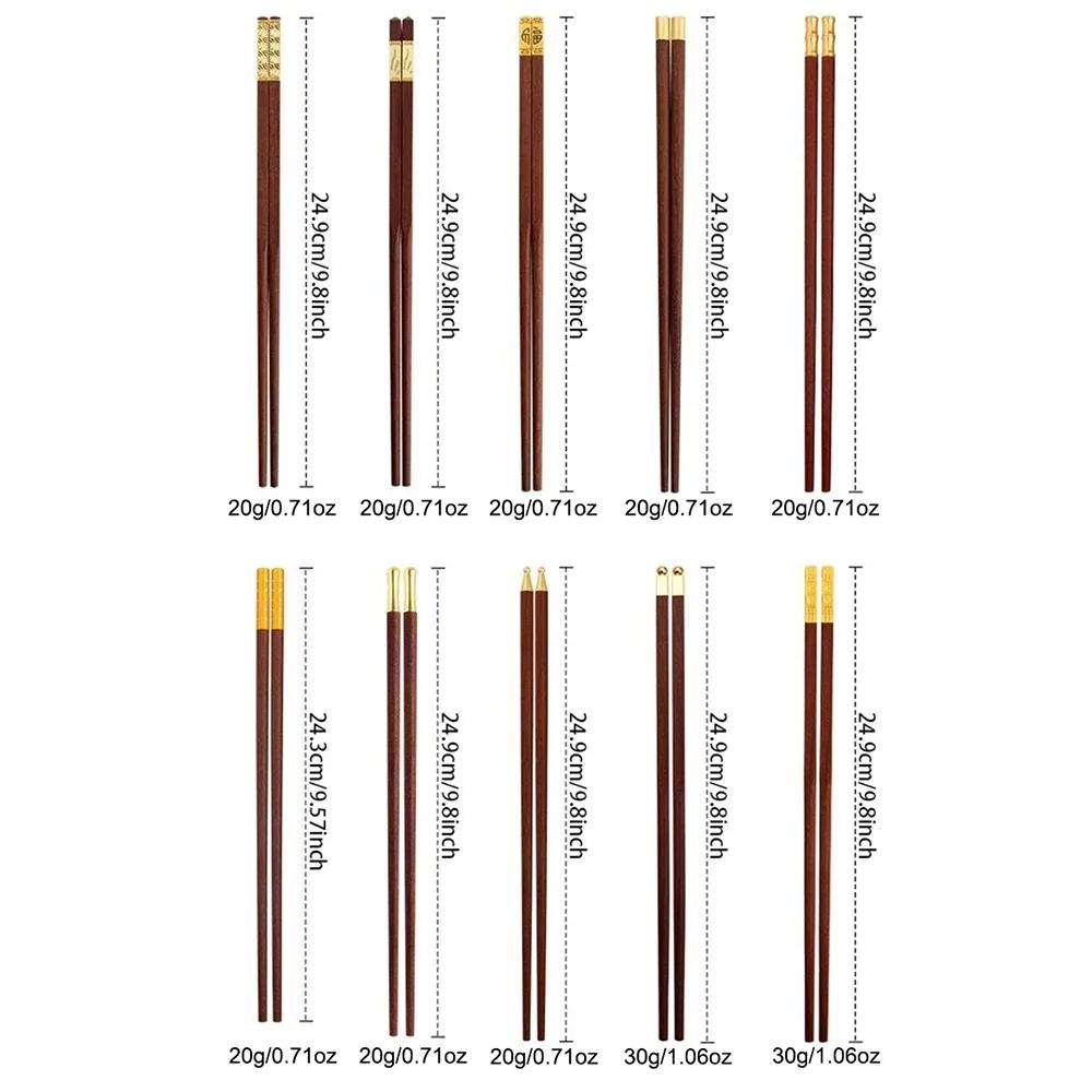 Natural Red Sandalwoo Chopsticks 5/6/8/10 Pairs Reusable Chopsticks Tableware Traditional Retro Handmade Natural Gift