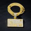 Men's Hip Hop VISA Golden Silvery Card Pendant Necklaces With 5mm 24 Inch Long Chain Credit Card Pendants for Daily Wear Unisex